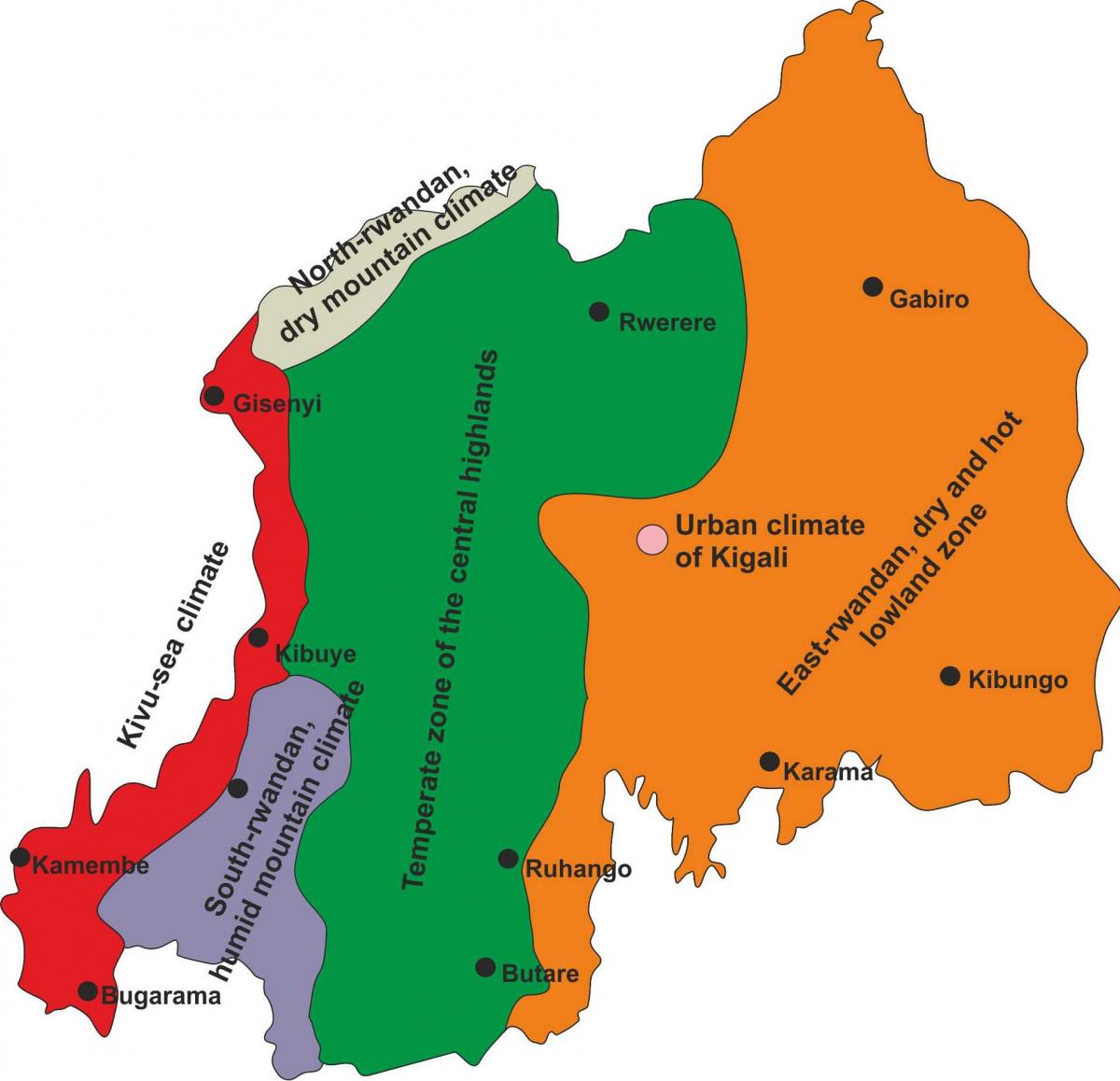 карта Руанде климе