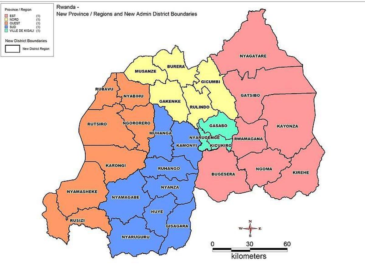 карта Руанде мапи покрајина