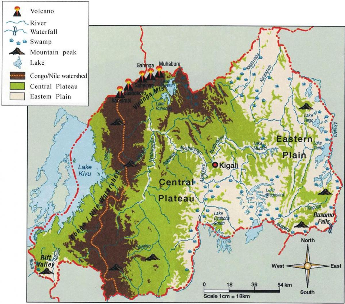 географска карта Руанде